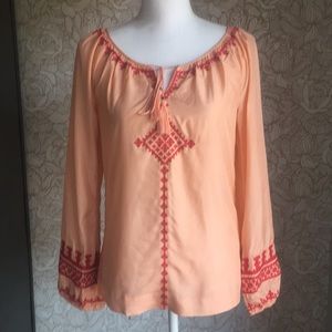 Irving & Fine x Lucky Brand embroidered silk top